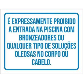 Placa Não Entra Piscina Bronzeador Soluções Oleosas 36X46