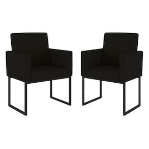 Kit 02 Cadeiras Poltrona Decorativa Sala Quarto Base Preto Cor: Preto