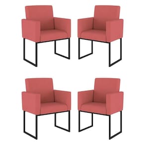 Kit 04 Cadeiras Poltrona Decorativa Para Sala Quarto Preto Cor: Rosa