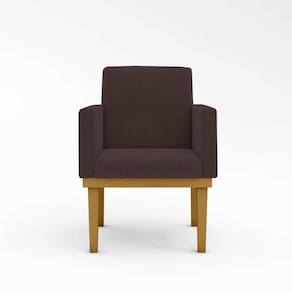 Kit 02 Cadeiras Poltronas Com Base Reforçada Para Recepção Marrom – Balaqui Decor Cor: Marrom