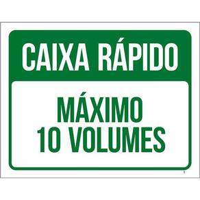 Placa Caixa Rápido 10 Volumes - Placa De Sinalização 36X46