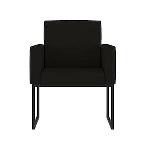 Cadeira Poltrona Com Base De Ferro Courino Preto Reforçada Cor:preto Preto
