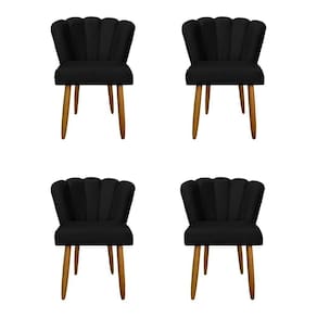 Kit 4 Cadeiras Para Mesa De Jantar Flor - Balaqui Decor Cor: Preto