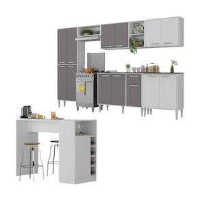 Armário Cozinha Modulado Xangai Mp2206 Branco/lacca Fumê