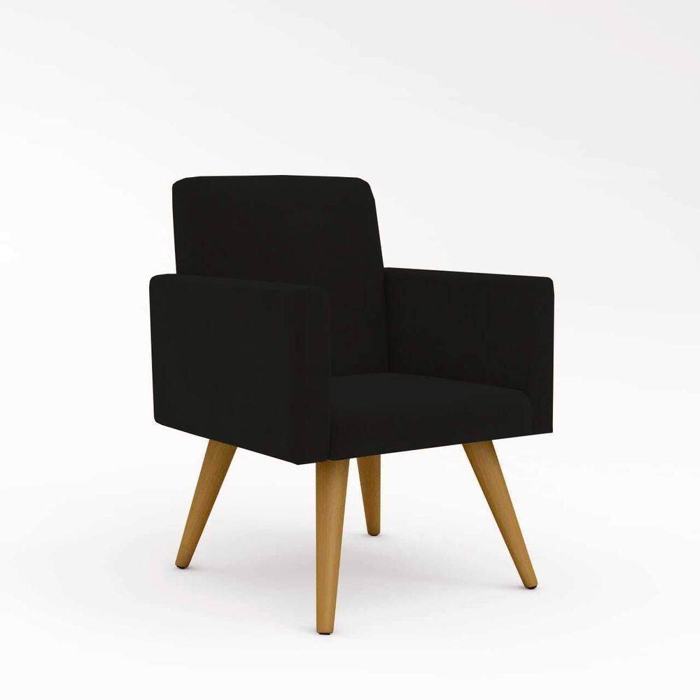 Kit 08 Poltronas Nina Decorativa Para Recepção Balaqui Decor Cor:preto