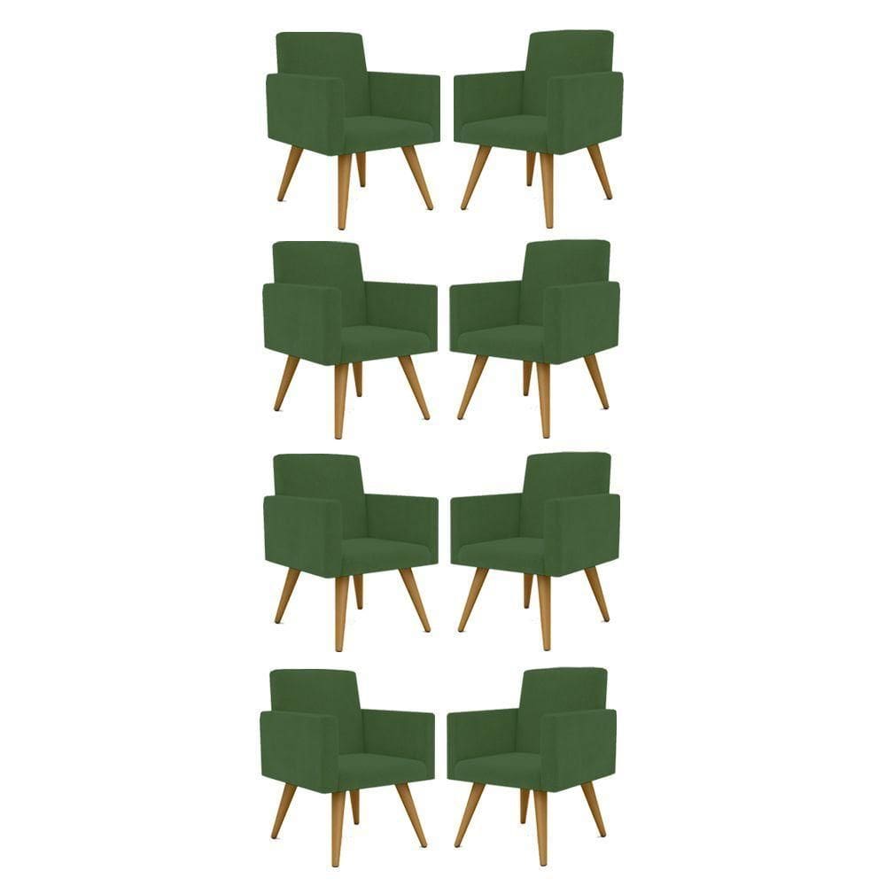 Kit 08 Cadeiras Poltronas Decorativa - Escritório - Recepção Cor:verde