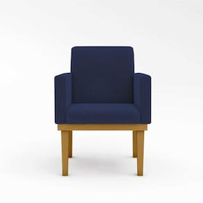 Kit 02 Cadeiras Poltronas Com Base Reforçada Para Recepção Azul Marinho – Balaqui Decor Cor: Azul Marinho