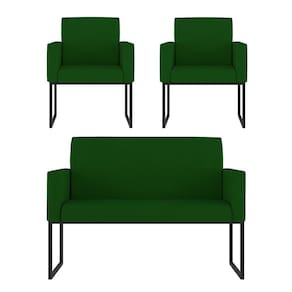 Kit Sofá 2 Lugares + 2 Poltronas Para Recepção Sala Balaqui Cor:verde Verde