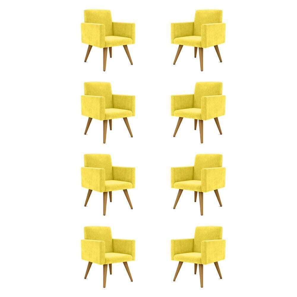 Kit 08 Poltronas Nina Decorativa Para Recepção Balaqui Decor Cor:amarelo