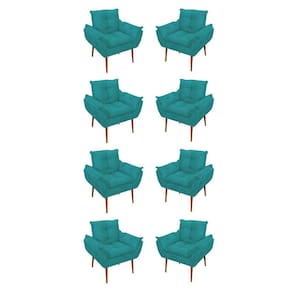 Kit 08 Poltronas Opala Decorativas Sala De Estar Suede Cor:azul Turquesa