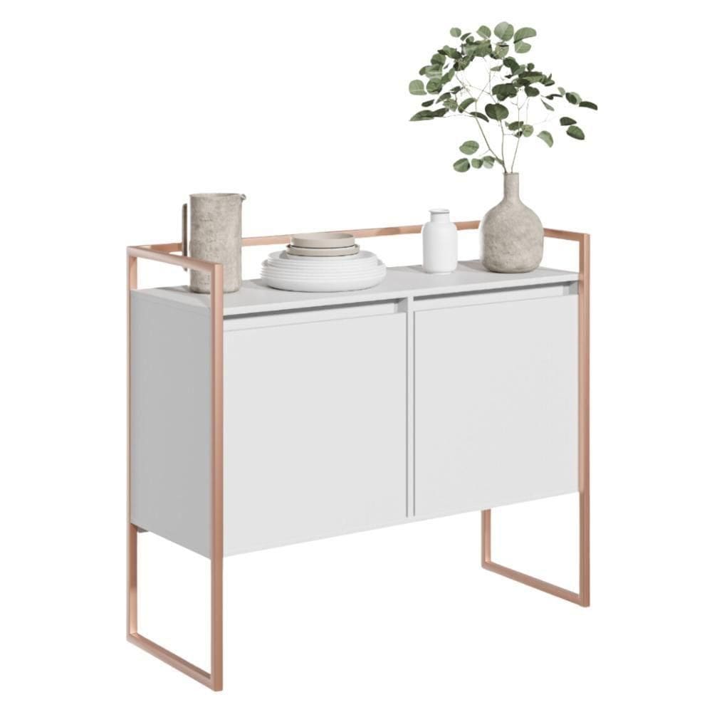 Aparador 2 Portas Industrial Lion - Branco Cobre Branco Cobre