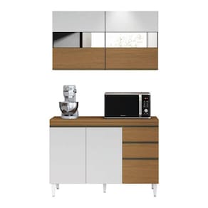 Armário De Cozinha Completa 5 Portas Com Vidro Reflecta 1,20m Clara Atacama - Branco Aramóveis