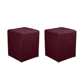 Kit 2 Puff Quadrado Decorativo Suede Cor:púrpura