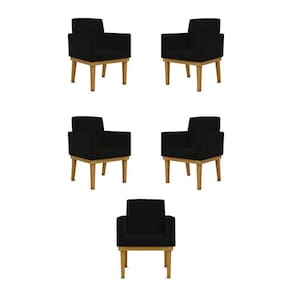 Kit 05 Poltronas Decorativa Reforçada Balaqui Decor Cor:preto