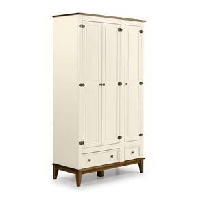 Guarda-roupa Rústico 3 Portas E 2 Gavetas - Madeira Maciça E Mdf - Off White