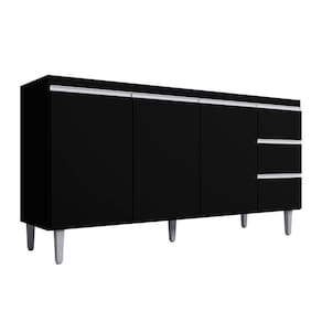 Balcão Para Pia Andréia 150 Cm 3 Portas Preto Ajl
