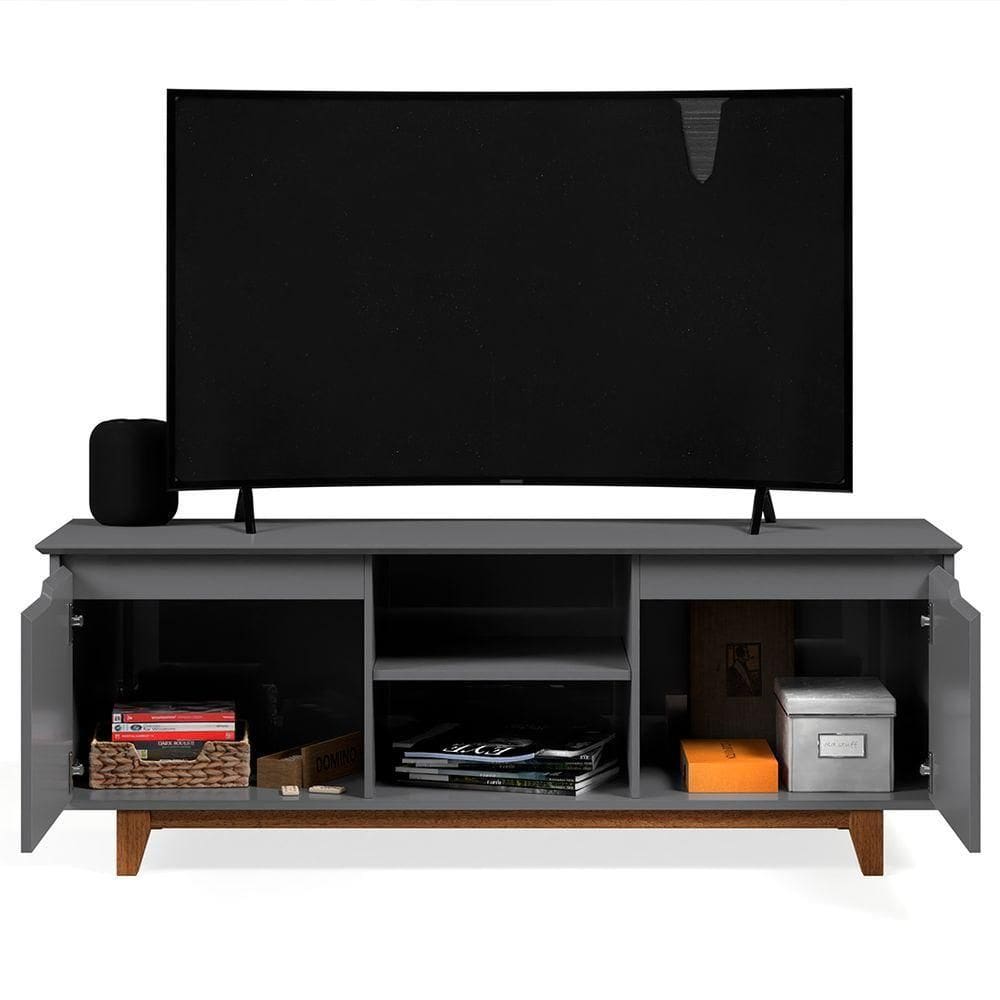 Rack Para Sala Bancada De Tv 55 Pol 139cm Flow Cinza - Ej Móveis