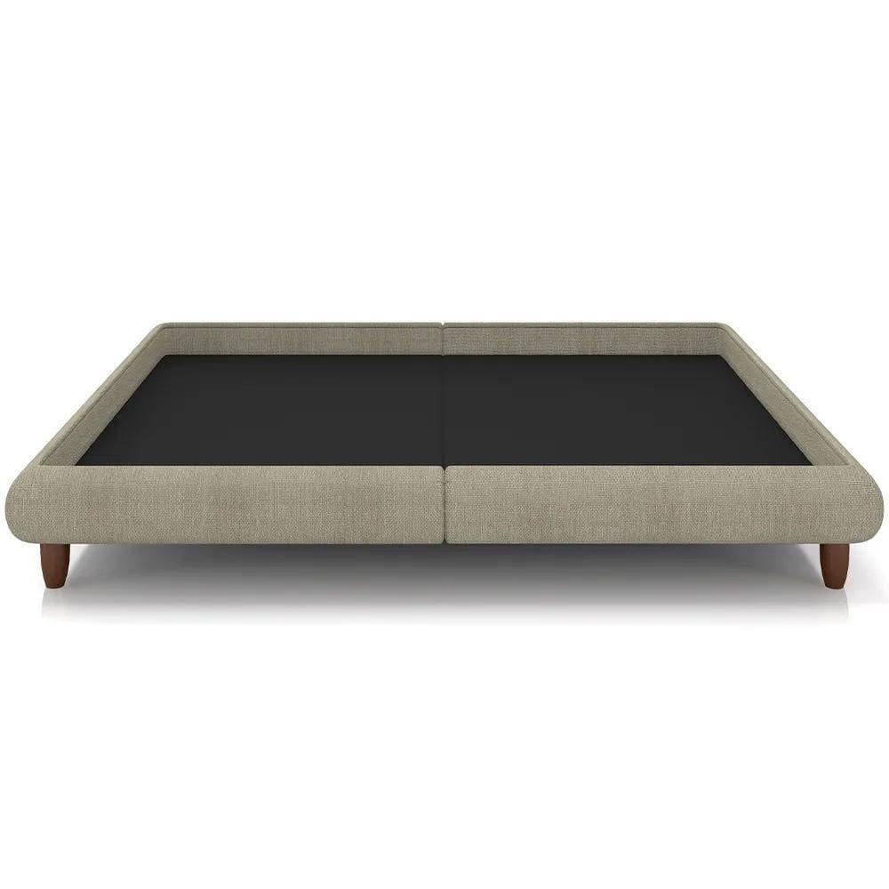 Cama Casal Base Box 138x188cm Pés Madeira Cold P02 Veludo Bege - Mpozenato