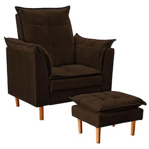 Poltrona De Amamentação Com Puff Quarto Bebê Leticia Suede Marrom