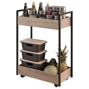Carrinho Gourmet De Apoio Industrial 2 Prateleiras Sara M24 Freijó/preto - Mpozenato