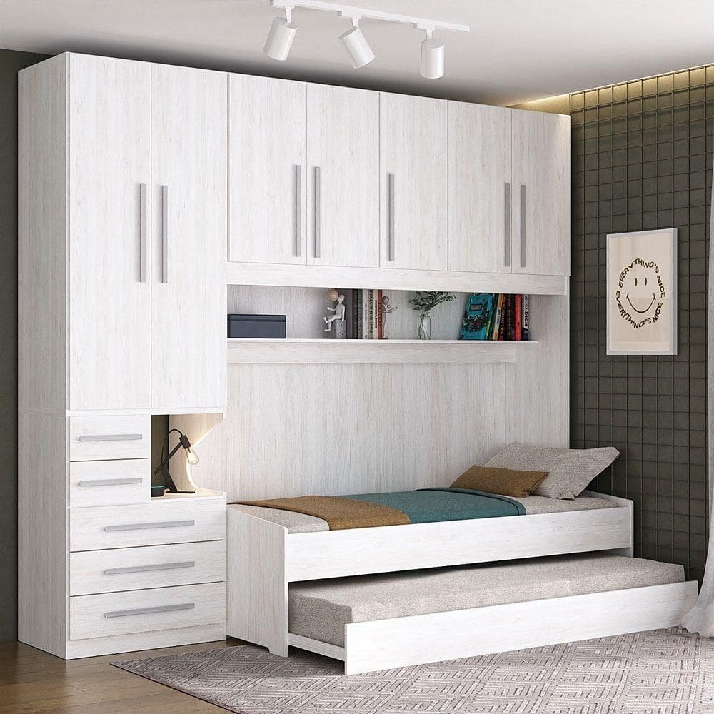 Dormitório De Solteiro Transversal Sem Cama 1326s Esquerdo Carvalho Claro