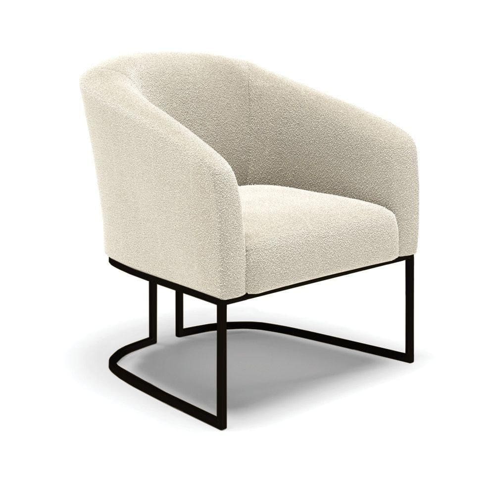 Poltrona Decorativa Base Industrial Preto Stella Bouclê D03 - D`rossi Cor Bege