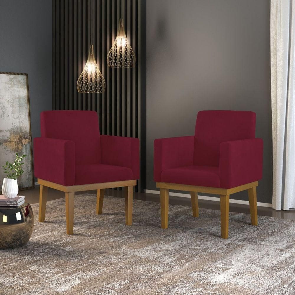 Kit 02 Poltronas Decorativa Reforçada Marsala - Balaqui Decor