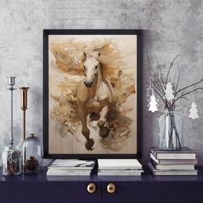 Quadro Cavalo Bege Aquarela 45X34Cm