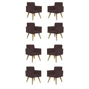 Kit 08 Cadeiras Poltronas Decorativa - Escritório - Recepção Cor:marrom