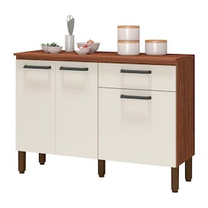 Balcão De Cozinha Com Tampo 120cm Louis K02 Nogueira/off - Mpozenato