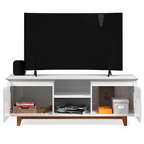 Rack Para Sala Bancada De Tv 55 Pol 139cm Flow Branco - Ej Móveis