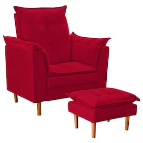 Poltrona Decorativa Sala De Estar Quarto Leitura Ibiza Suede Cor:vermelho