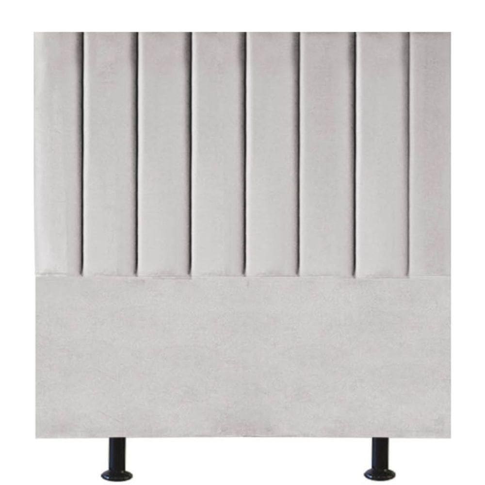 Cabeceira Estofada Cama Box Casal 140 Cm Karla Veludo cinzaclaro