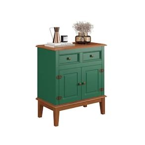 Balcão De Madeira Maciça 2 Portas E 2 Gavetas - Verde Verde