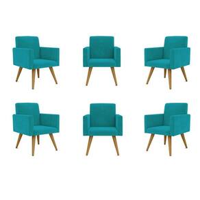 Kit 06 Cadeiras Poltronas Decorativa - Escritório - Recepção Cor:azul-turquesa