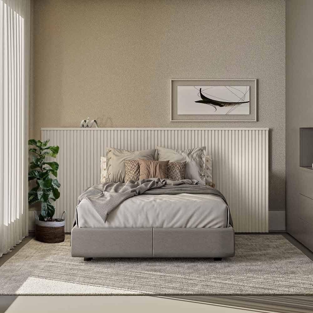 Cabeceira Ripada Queen Size 241cm Off White Laranjeiras 2.4 Linea Brasil