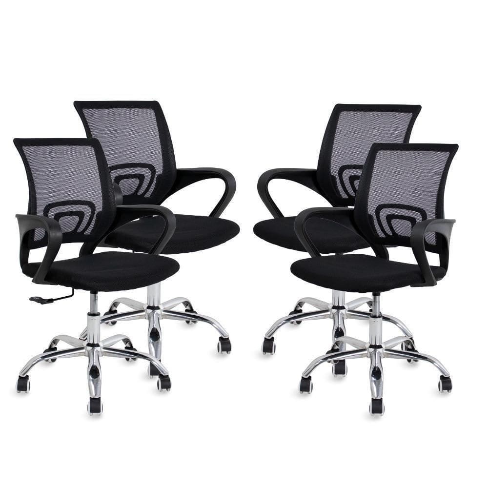 Kit 4 Cadeiras De Escritório Preta Diretor Jadel Healer