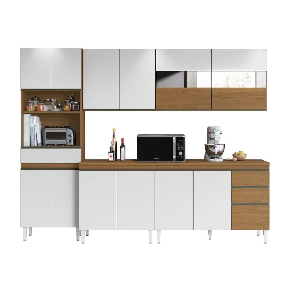 Armário De Cozinha Completa Com Vidro Reflecta 3 Gavetas Clara Atacama - Branco Aramóveis Atacam-off