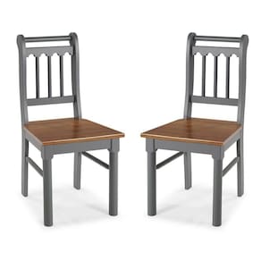 Conjunto De 2 Cadeiras De Madeira Maciça Cinza Azul