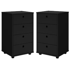 Kit 2 Mesas De Cabeceira Classic 4 Gavetas Preto