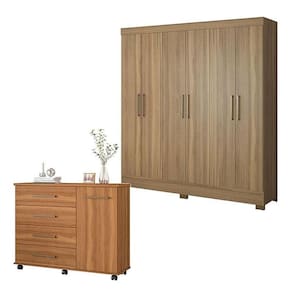 Cômoda Flora E Guarda Roupa Casal Prático Amêndola Touch - Demóbile