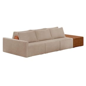Sofá Ilha 3 Lugares Living 312cm Modulado Para Sala Lary Bouclê K01 - D`rossi Cor Creme