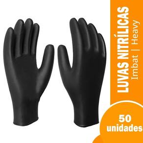 Luva Imbat Procedimento Nitrilica Preta Heavy Tamanho 9 Grande 50X1