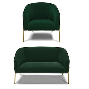 Sofá Namoradeira E Poltrona Pé Ferro Dourado Stella Bouclê D03 - D`rossi Cor Verde