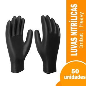 Luva Imbat Procedimento Nitrilica Preto Heavy Tamanho 8 Medio 50X1