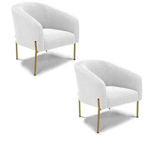 Poltrona Decorativa Pé Ferro Dourado Kit 2 Stella Bouclê D03 - D`rossi Cor Off White