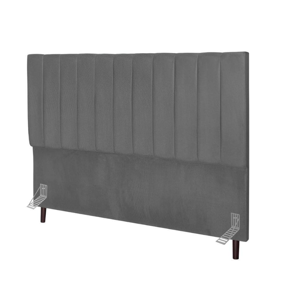 Cabeceira Cama Casal Box Queen Size 160 Cm Carolina Corino E Frame Cor:cinza