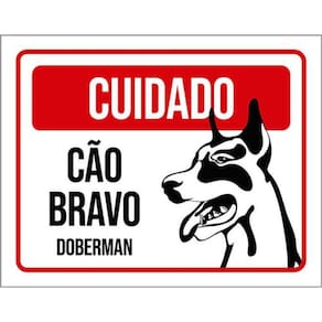 Kit 3 Placas Cuidado Cão Bravo Doberman