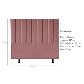 Cabeceira Estofada Cama Box King 195 Cm Carolina Veludo E Frame Cor:rosé