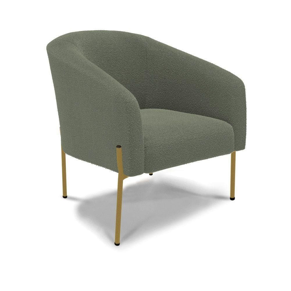 Poltrona Decorativa Pé De Ferro Dourado Stella Bouclê Menta D03 - D`rossi